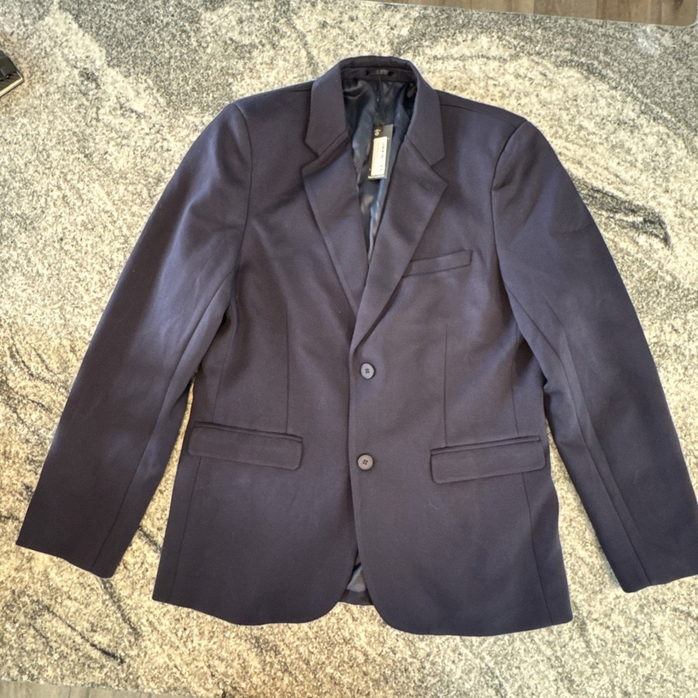 Boohoo Man Single Breasted Blazer Suit Jacket Mens Size 42 Skinny Fit Navy #770